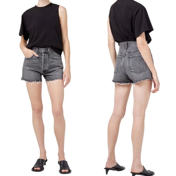 Agolde Dee High Rise Jean Denim Cut Off Shorts Size 25 In Moxy Wash Distressed - Picture 14 of 15